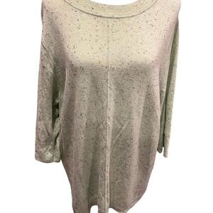 J.Jill Mint Green Speckled Cotton Blend Sweater 3/4 Sleeves Women's XL Petite